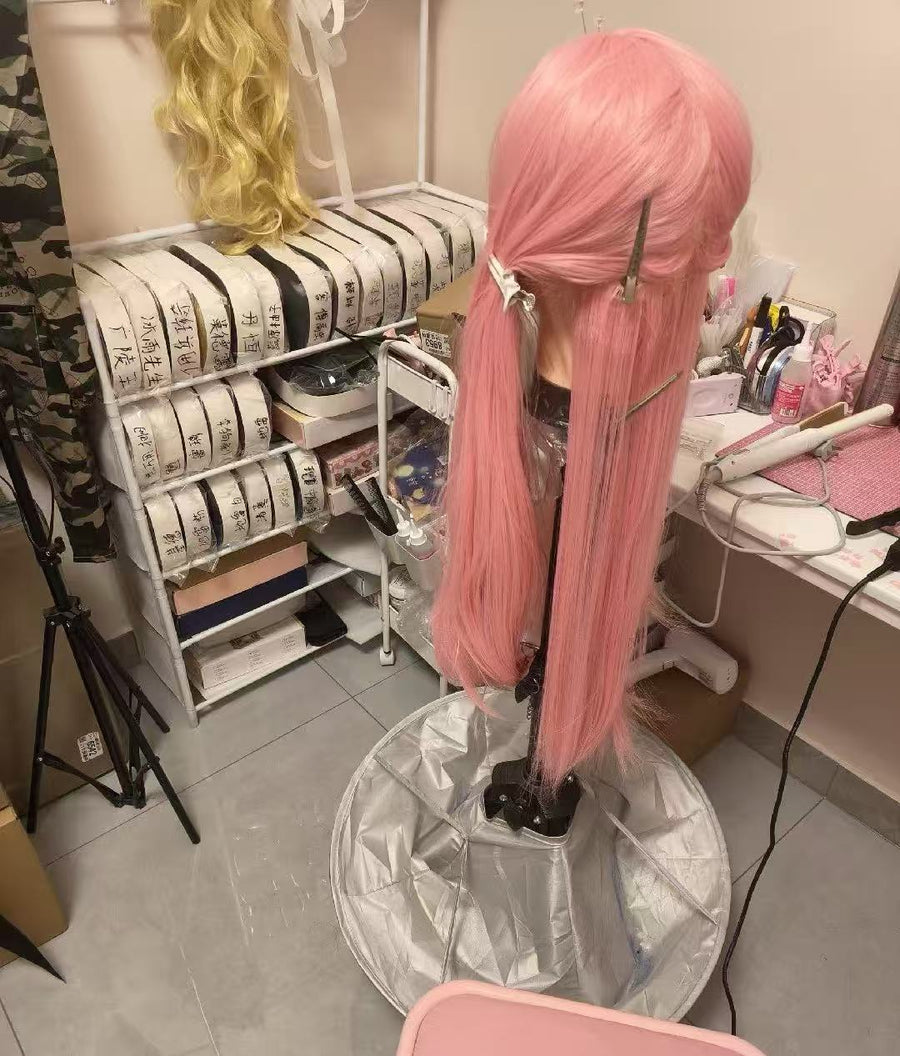 Hand-styled cosplay wig detail